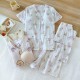Women's pure cotton home clothes, washed cotton short-sleeved long pants, plaid cotton, large-size, loose, thin summer pajamas set Women's pure cotton home clothes, washed cotton short-sleeved long pants, plaid cotton, large-size, loose, thin summer pajamas set