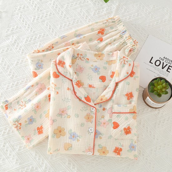 New couple's yarn-dyed shorts, men's and women's summer pure cotton double-layered gauze thin pajamas, soft shorts New couple's yarn-dyed shorts, men's and women's summer pure cotton double-layered gauze thin pajamas, soft shorts