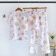 Women's pure cotton home clothes, washed cotton short-sleeved long pants, plaid cotton, large-size, loose, thin summer pajamas set Women's pure cotton home clothes, washed cotton short-sleeved long pants, plaid cotton, large-size, loose, thin summer pajamas set
