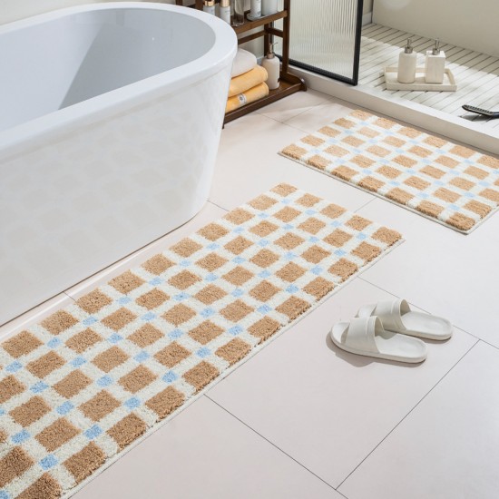 Cream-style absorbent bathroom mats, black and white heart-shaped doormats, non-slip bedroom bedside mats Cream-style absorbent bathroom mats, black and white heart-shaped doormats, non-slip bedroom bedside mats
