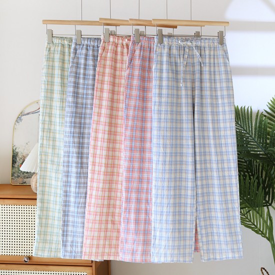 Women's padded pajamas, pure cotton double-layer gauze thin long sleeves, Japanese-style bra-free spring and summer loungewear two-piece set. Women's padded pajamas, pure cotton double-layer gauze thin long sleeves, Japanese-style bra-free spring and summer loungewear two-piece set.