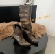 Women's pleated boots, western boots, thick heels, below the knee, belt buckle trouser boots. Women's pleated boots, western boots, thick heels, below the knee, belt buckle trouser boots.