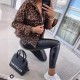 2025 new European and American spring and autumn denim jackets, leopard print, long-sleeved, short, loose-fitting, casual jackets for women, now in stock.