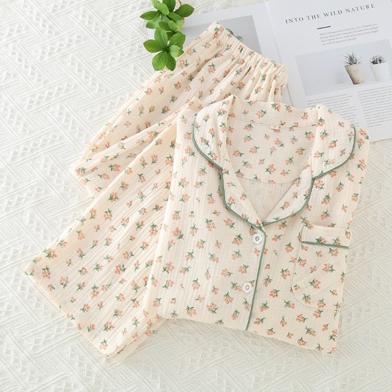 New couple's yarn-dyed shorts, men's and women's summer pure cotton double-layered gauze thin pajamas, soft shorts New couple's yarn-dyed shorts, men's and women's summer pure cotton double-layered gauze thin pajamas, soft shorts