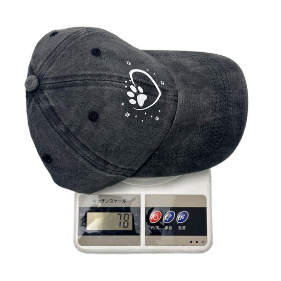 AliExpress Cross-border New Solid Color Washed Baseball Cap Heart dog paw print outdoor sun protection baseball cap