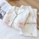 Women's padded pajamas, double-layered gauze, bra-free, long-sleeved, thin cotton loungewear, spring and autumn set Women's padded pajamas, double-layered gauze, bra-free, long-sleeved, thin cotton loungewear, spring and autumn set