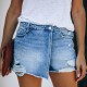 2025 new European and American summer casual elegant washed ripped skirt, light blue women's denim shorts 2025 new European and American summer casual elegant washed ripped skirt, light blue women's denim shorts