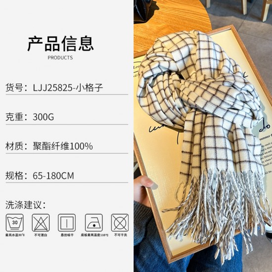 A cross-border red plaid scarf for autumn and winter, thickened and warm for couples, Korean-style New Year retro shawls for wholesale.