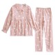 Women's padded pajamas, pure cotton double-layered gauze, V-neck, thin, long-sleeved, bra-free, spring and summer loungewear set Women's padded pajamas, pure cotton double-layered gauze, V-neck, thin, long-sleeved, bra-free, spring and summer loungewear set