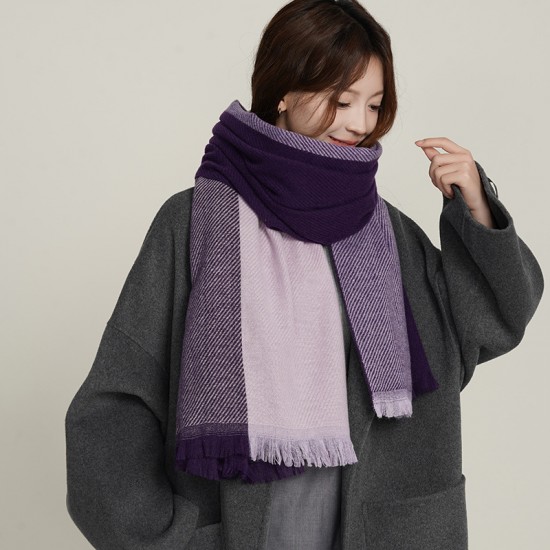 New autumn and winter double-sided colorblock faux cashmere scarf, short neckerchief for women, versatile and luxurious warm shawl wholesale New autumn and winter double-sided colorblock faux cashmere scarf, short neckerchief for women, versatile and luxurious warm shawl wholesale