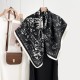 French elegant spring and autumn retro, niche, floral print square scarves, trendy, high-end, sun-protective shawls French elegant spring and autumn retro, niche, floral print square scarves, trendy, high-end, sun-protective shawls