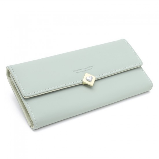 Lianbu women's long wallet, 2025 new PU leather foldable heart buckle trifold bag, women's clutch in stock Lianbu women's long wallet, 2025 new PU leather foldable heart buckle trifold bag, women's clutch in stock