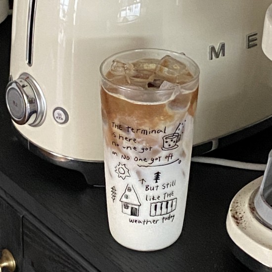Homemade Cute Summer Penguin Glass, Niche Instagram Simple High-Temperature Borosilicate Water Cup, High-Resistant Homemade Cute Summer Penguin Glass, Niche Instagram Simple High-Temperature Borosilicate Water Cup, High-Resistant