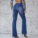 Factory Direct Foreign Trade European and American Cross-Border 2025 Spring New Women's Jeans: Slim Fit, Elegant Commuter Bootcut Jeans Factory Direct Foreign Trade European and American Cross-Border 2025 Spring New Women's Jeans: Slim Fit, Elegant Commuter Bootcut Jeans