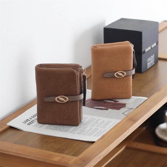 New women's short wallet, European and American style, simple, PU zippered and clasp, foldable clutch, student coin purse wholesale. New women's short wallet, European and American style, simple, PU zippered and clasp, foldable clutch, student coin purse wholesale.