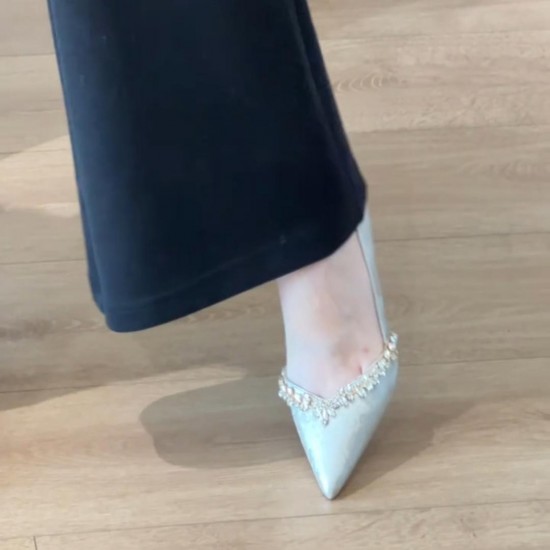 Elegant, French-style, black satin, single-strap, closed-toed, stiletto-heeled, pointed-toe sandals for women. Shoes Elegant, French-style, black satin, single-strap, closed-toed, stiletto-heeled, pointed-toe sandals for women. Shoes