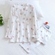 Women's padded pajamas, pure cotton double-layered gauze, V-neck, thin, long-sleeved, bra-free, spring and summer loungewear set Women's padded pajamas, pure cotton double-layered gauze, V-neck, thin, long-sleeved, bra-free, spring and summer loungewear set