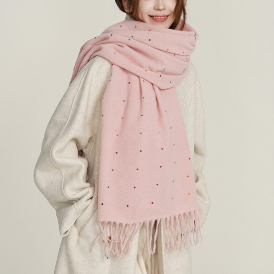 Maillard color single-color polka dot scarf for women, a new autumn and winter warm scarf Thickened student scarf, Korean-style versatile shawl. Maillard color single-color polka dot scarf for women, a new autumn and winter warm scarf Thickened student scarf, Korean-style versatile shawl.