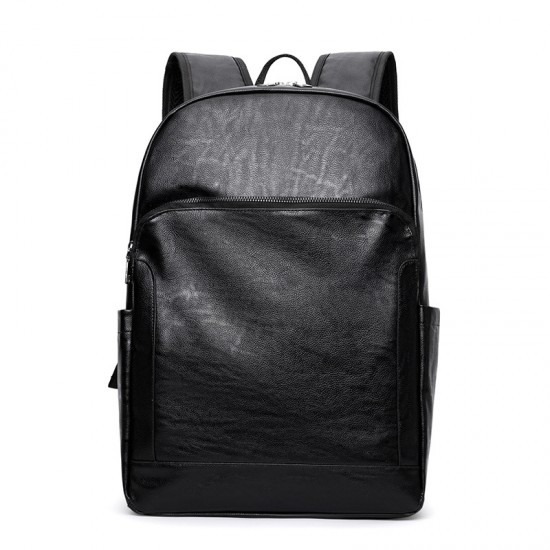 New cross-border men's PU leather backpack, simple and lightweight business travel bag, business casual, large capacity laptop bag New cross-border men's PU leather backpack, simple and lightweight business travel bag, business casual, large capacity laptop bag