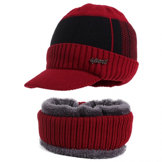 New copper label hat and scarf set, two-piece men's knitted hat, scarf with added fleece, autumn and winter warm wool hat. New copper label hat and scarf set, two-piece men's knitted hat, scarf with added fleece, autumn and winter warm wool hat.