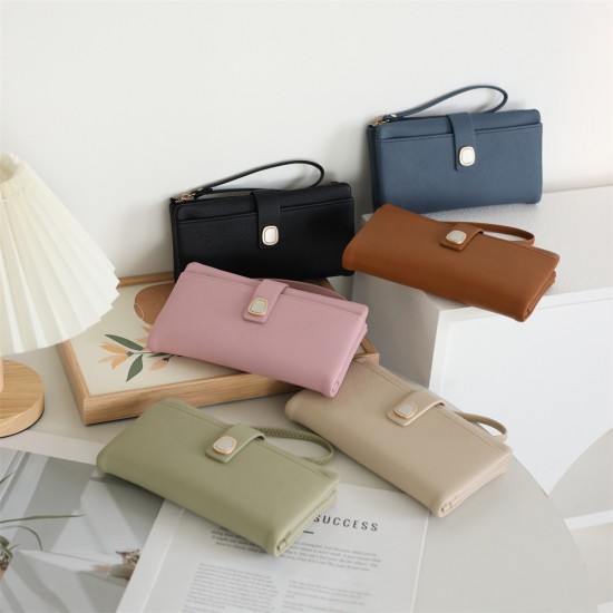New Long Wallet for Women, Large Capacity Multifunctional Wallet with Full PU Leather Wrist Strap, Luxury Clutch Wholesale New Long Wallet for Women, Large Capacity Multifunctional Wallet with Full PU Leather Wrist Strap, Luxury Clutch Wholesale