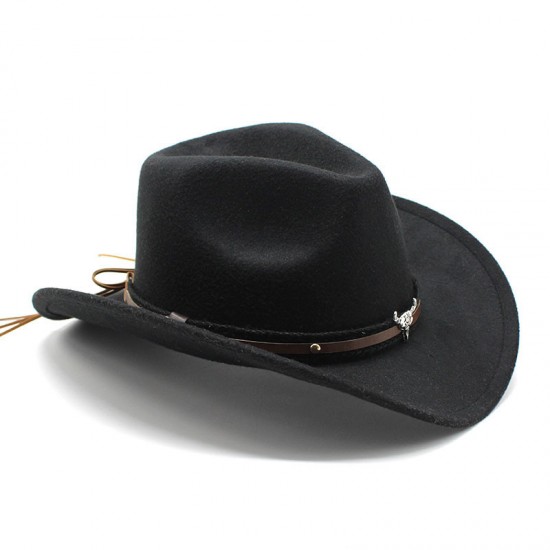 Metallic Bull Head Logo Western Cowboy Hats, Cross-Border Hot Selling Autumn and Winter Wool Jazz Hats, Men's and Women's Felt Hats Metallic Bull Head Logo Western Cowboy Hats, Cross-Border Hot Selling Autumn and Winter Wool Jazz Hats, Men's and Women's Felt Hats