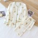 Women's padded pajamas, V-neck pure cotton double-layer gauze long sleeves, thin spring and summer loungewear two-piece set. Women's padded pajamas, V-neck pure cotton double-layer gauze long sleeves, thin spring and summer loungewear two-piece set.
