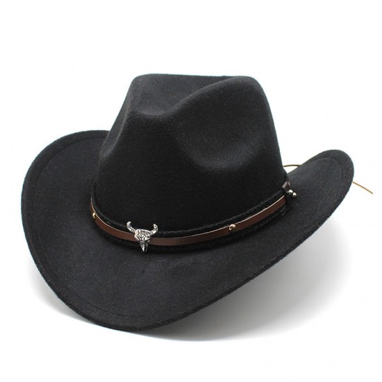 Metallic Bull Head Logo Western Cowboy Hats, Cross-Border Hot Selling Autumn and Winter Wool Jazz Hats, Men's and Women's Felt Hats Metallic Bull Head Logo Western Cowboy Hats, Cross-Border Hot Selling Autumn and Winter Wool Jazz Hats, Men's and Women's Felt Hats