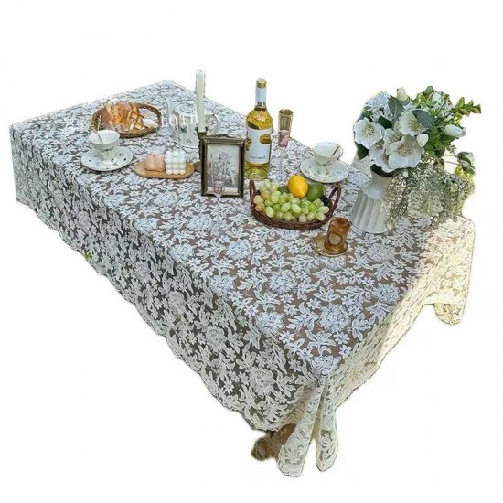 Cross-border French pastoral ins-style lace rectangular tablecloth, retro palace-style coffee table and tablecloth dust cover