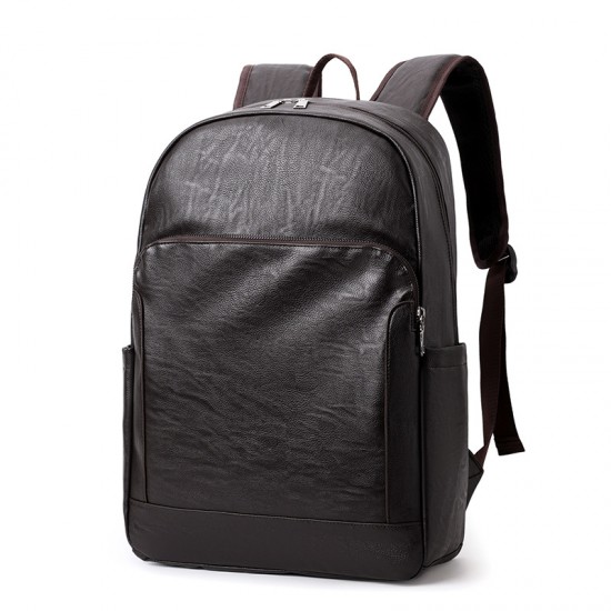 New cross-border men's PU leather backpack, simple and lightweight business travel bag, business casual, large capacity laptop bag New cross-border men's PU leather backpack, simple and lightweight business travel bag, business casual, large capacity laptop bag