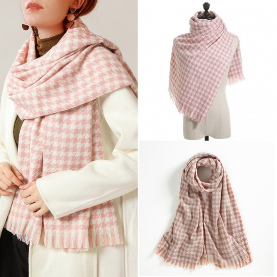Houndstooth scarf for women, winter 2025 new plaid imitation cashmere scarf wholesale manufacturer, thickened shawl neckerchief for women Houndstooth scarf for women, winter 2025 new plaid imitation cashmere scarf wholesale manufacturer, thickened shawl neckerchief for women