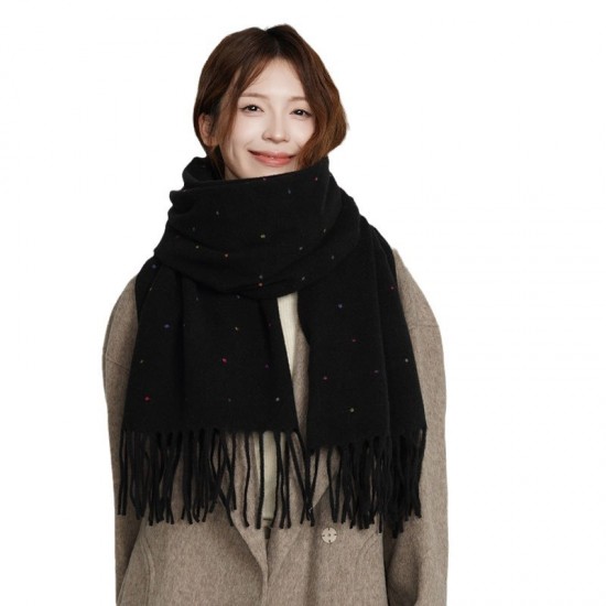 Maillard color single-color polka dot scarf for women, a new autumn and winter warm scarf Thickened student scarf, Korean-style versatile shawl. Maillard color single-color polka dot scarf for women, a new autumn and winter warm scarf Thickened student scarf, Korean-style versatile shawl.