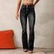 Amazon cross-border European and American retro stretch jeans for women, 2025 spring new washed streetwear flared trousers. Amazon cross-border European and American retro stretch jeans for women, 2025 spring new washed streetwear flared trousers.