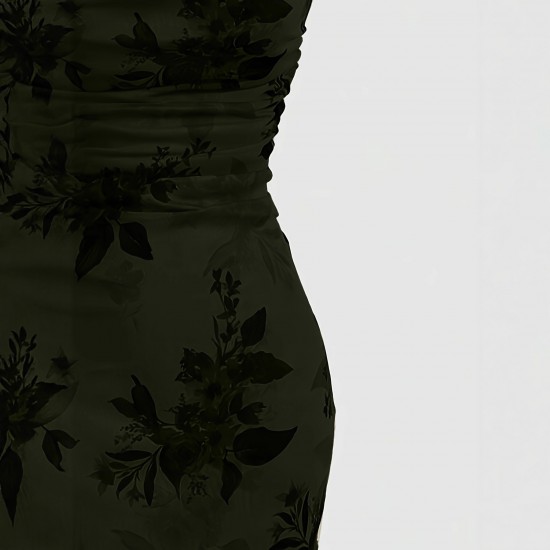 European and American high-end slim-fit maxi dress: elegant, slim-fitting mesh print, cross-back camisole dress. European and American high-end slim-fit maxi dress: elegant, slim-fitting mesh print, cross-back camisole dress.