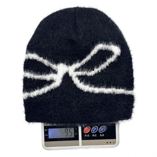 Cross-border foreign trade Amazon Xun Plush Beanie Hat, Bow Jacquard Plush Warm Winter Hat for Women (2024)