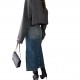 Vintage fashion Amazon cross-border high-waisted slit denim skirt, washed, slim-fitting, hip-lifting midi skirt for women Vintage fashion Amazon cross-border high-waisted slit denim skirt, washed, slim-fitting, hip-lifting midi skirt for women