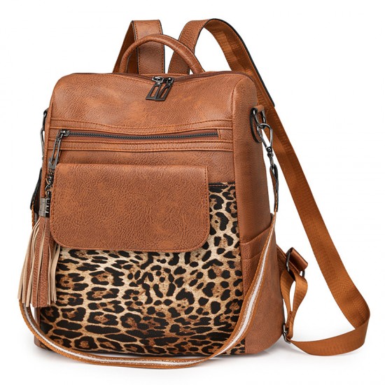 Cute new retro leopard print women's backpacks, fashionable large-capacity backpacks, wholesale Cute new retro leopard print women's backpacks, fashionable large-capacity backpacks, wholesale