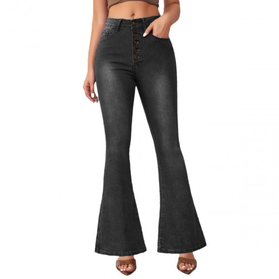 Amazon Cross-Border European and American High-Waisted Slimming Flared Jeans: 2025 Spring New Elegant Style Pants Amazon Cross-Border European and American High-Waisted Slimming Flared Jeans: 2025 Spring New Elegant Style Pants