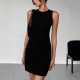 Cross-border women's short skirt V-neck pink and black bow-embellished slim-waisted dress with puffy buds Cross-border women's short skirt V-neck pink and black bow-embellished slim-waisted dress with puffy buds
