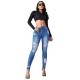 Amazon European and American Cross-border Ripped Jeans for Women, 2025 Spring/Summer New Slimming, Hip-lifting Skinny Pants, High-waisted, In Stock Amazon European and American Cross-border Ripped Jeans for Women, 2025 Spring/Summer New Slimming, Hip-lifting Skinny Pants, High-waisted, In Stock