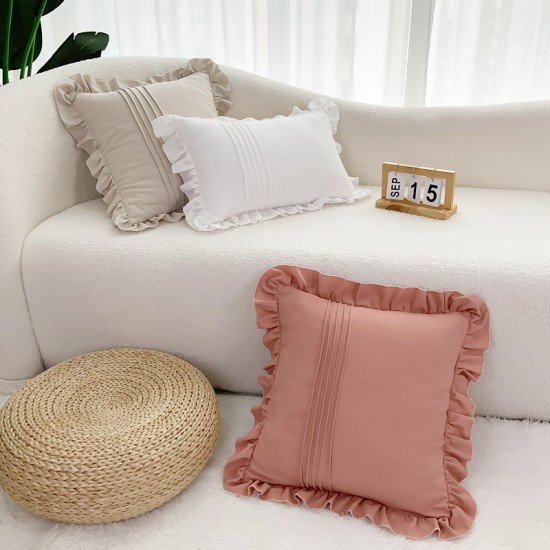 Cross-border Nordic ins rose jacquard Dutch velvet ruffled skirt pillow, American retro sofa decorative pillowcase Cross-border Nordic ins rose jacquard Dutch velvet ruffled skirt pillow, American retro sofa decorative pillowcase