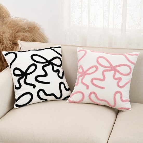Cross-border Nordic INs cotton and linen flat embroidered Christmas tree, elk, and flower wreath pillowcases for sofa home decor Cross-border Nordic INs cotton and linen flat embroidered Christmas tree, elk, and flower wreath pillowcases for sofa home decor