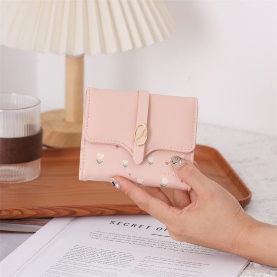 New Lovebu women's wallet, short, small, clear. New printed folding zipper and clasp multifunctional card and coin purse New Lovebu women's wallet, short, small, clear. New printed folding zipper and clasp multifunctional card and coin purse