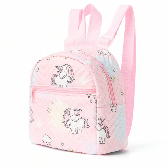 Cross-border hot-selling women's fashionable mini backpack with cute star and moon print, soft plush, adjustable backpack