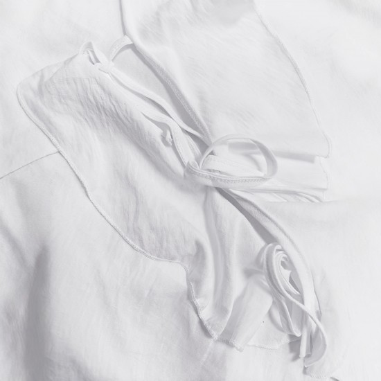 2025 summer new style lace-up shirt and shorts two-piece suit for women, French-style loose-fitting flared sleeve casual top and shorts set 2025 summer new style lace-up shirt and shorts two-piece suit for women, French-style loose-fitting flared sleeve casual top and shorts set