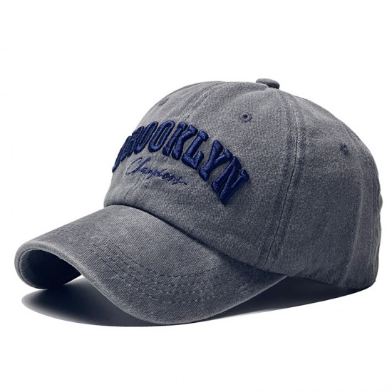 Cross-border new washed cotton player embroidered sun hats, outdoor logo caps