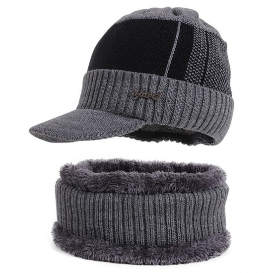 New copper label hat and scarf set, two-piece men's knitted hat, scarf with added fleece, autumn and winter warm wool hat. New copper label hat and scarf set, two-piece men's knitted hat, scarf with added fleece, autumn and winter warm wool hat.
