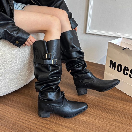 Long boots: New autumn 2025 styles, pointed toe, block heels, slimming, stacked boots, two-way, belt buckle, retro high-tops Long boots: New autumn 2025 styles, pointed toe, block heels, slimming, stacked boots, two-way, belt buckle, retro high-tops