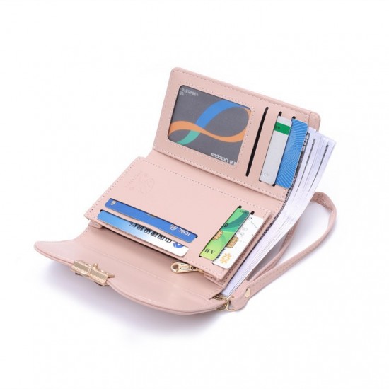 New women's medium wallet, Korean-style solid PU zippered multi-card slot foldable tote, women's coin purse in stock and wholesale