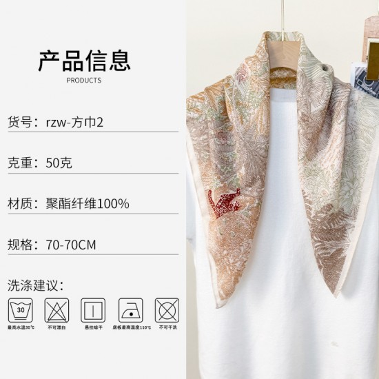 Korean fashionable, pastoral style, floral print, elegant design square scarves, niche, youthful, new silk scarves for mothers Korean fashionable, pastoral style, floral print, elegant design square scarves, niche, youthful, new silk scarves for mothers